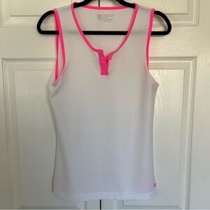 Albion White and Hot Pink Racerback Tank Top Size M